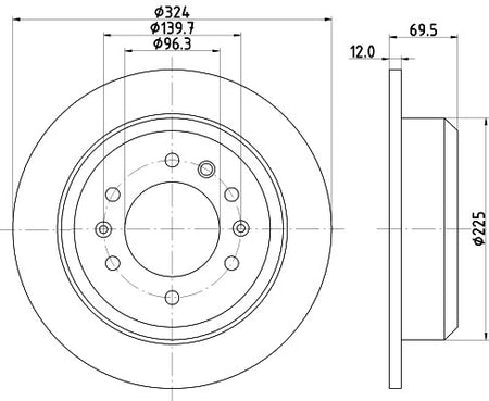 Hella Brake Disc for KIA, OEM quality, OEM 584114D000, MPN 8DD 355 114-041
