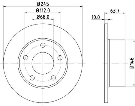 Hella Brake Disc for Volkswagen, OEM quality, OEM 4A0615301A - View 2