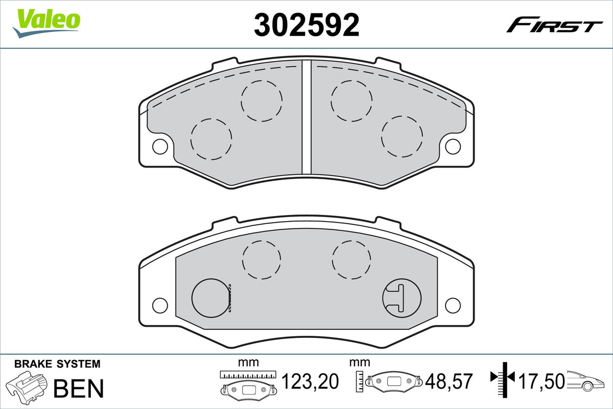 Renault R21 Front Brake Pad Set, Valeo OEM, OEM 7701202481, MPN 302592