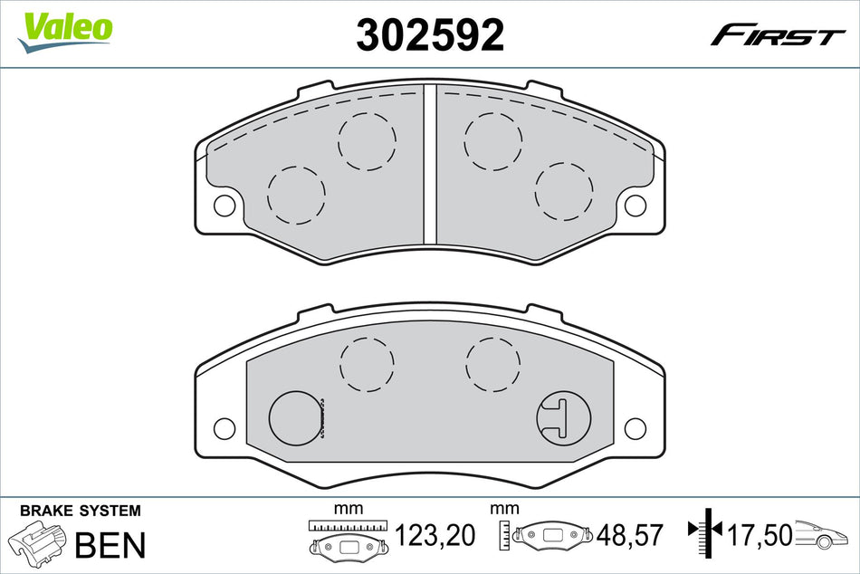 Renault R21 Front Brake Pad Set, Valeo OEM, OEM 7701202481, MPN 302592