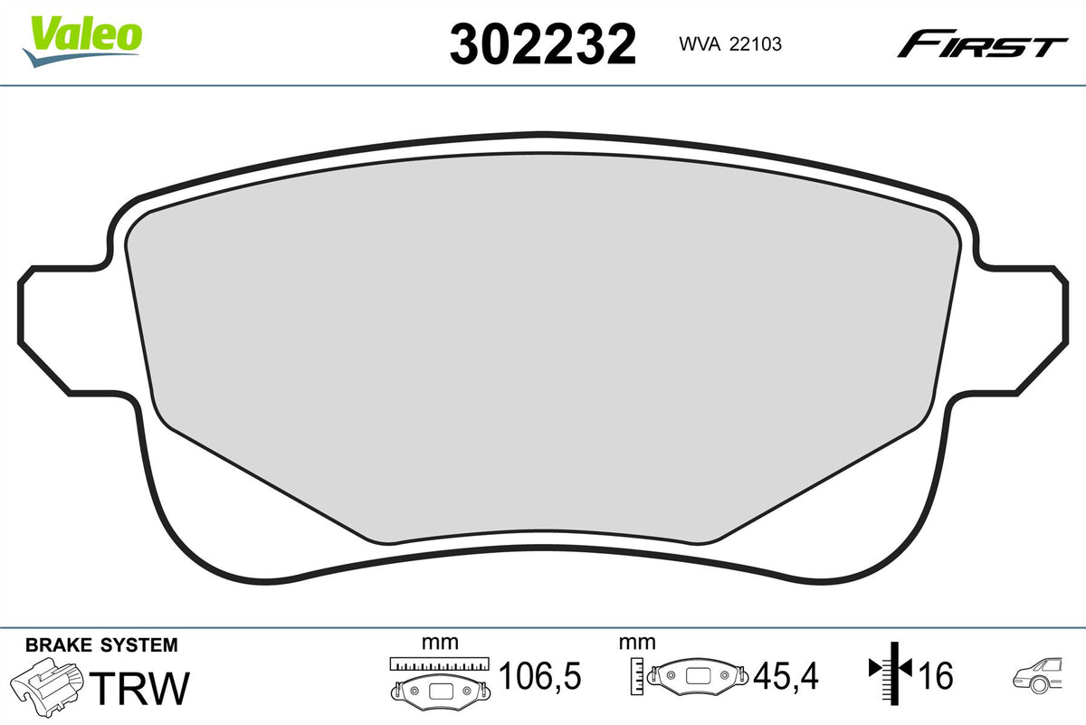 Renault Scenic Rear Brake Pad Set, Valeo OEM, OEM 440608061R, MPN 302232
