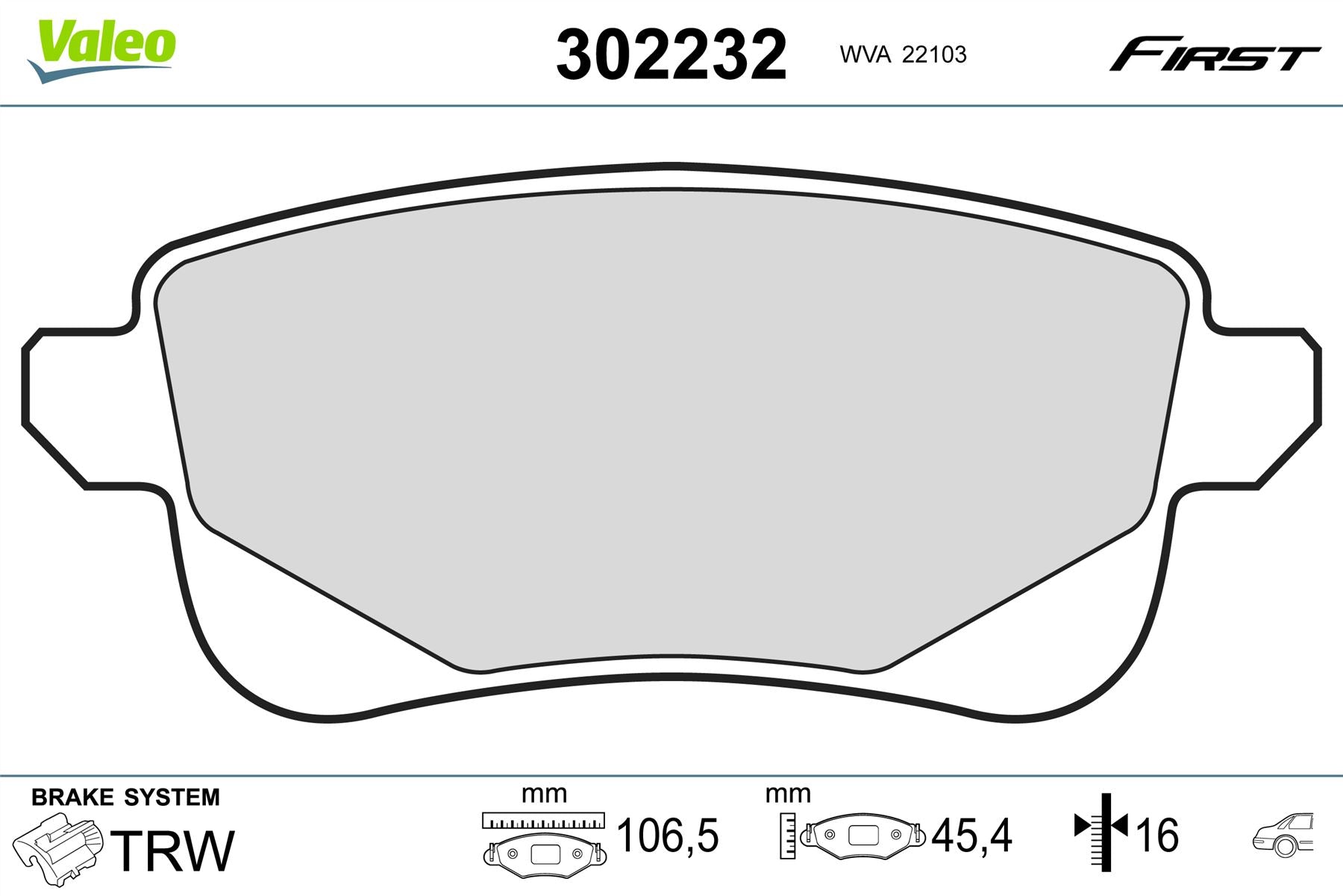 Renault Scenic Rear Brake Pad Set, Valeo OEM, OEM 440608061R, MPN 302232