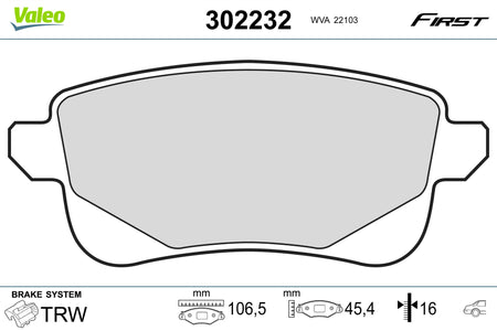 Renault Scenic Rear Brake Pad Set, Valeo OEM, OEM 440608061R, MPN 302232