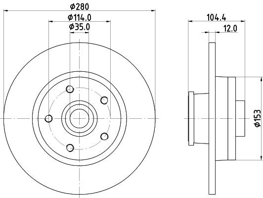 Hella Brake Disc for Nissan, OPEL & more, OEM quality, OEM 432007343R, MPN 8DD 355 125-281