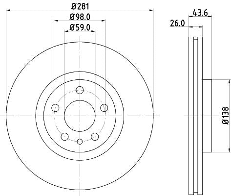 Hella Brake Disc for Peugeot, Citroen & more, OEM quality, OEM 1309392080 - View 3