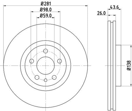 Hella Brake Disc for Peugeot, Citroen & more, OEM quality, OEM 1309392080 - View 3