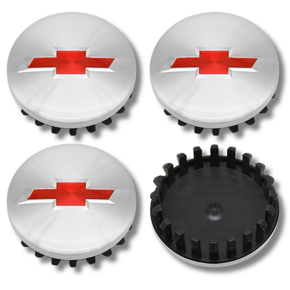 Chevrolet 84mm Red plastic Centre Caps Set, set of 4, OEM 96452311