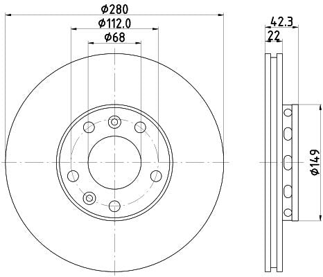 AUDI A8 D3 Brake Disc, Hella OEM, OEM 4E0601615E, MPN 8DD 355 113-321