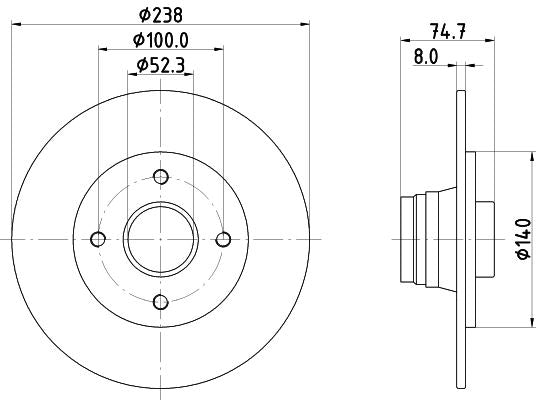 Hella Brake Disc for Renault, OEM quality, OEM 7700805148 - View 3