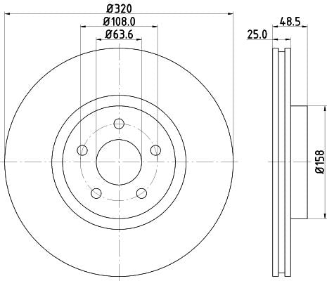Volvo S40 II Brake Disc, Hella OEM, OEM 1368548 - View 2
