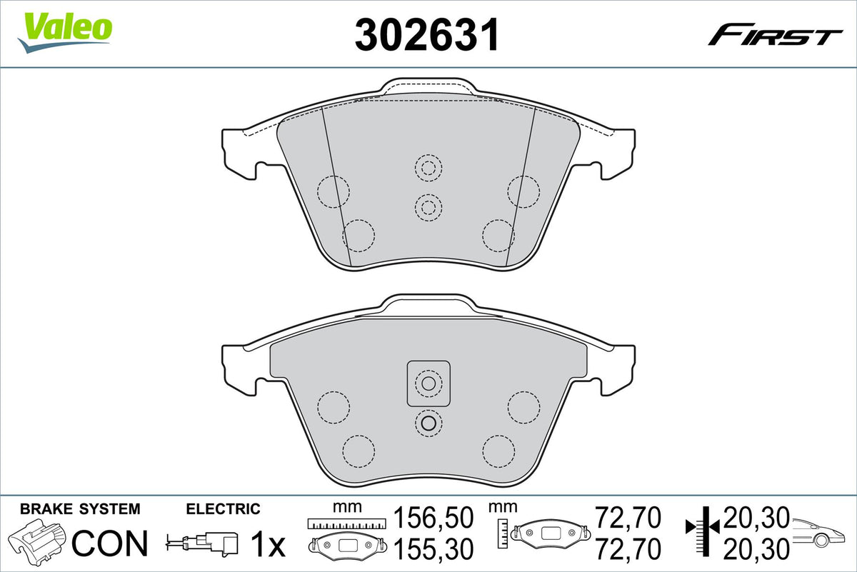 Valeo Front Brake Pad Set for Audi, Seat & more, OEM quality, OEM 8J0698151A, MPN 302631