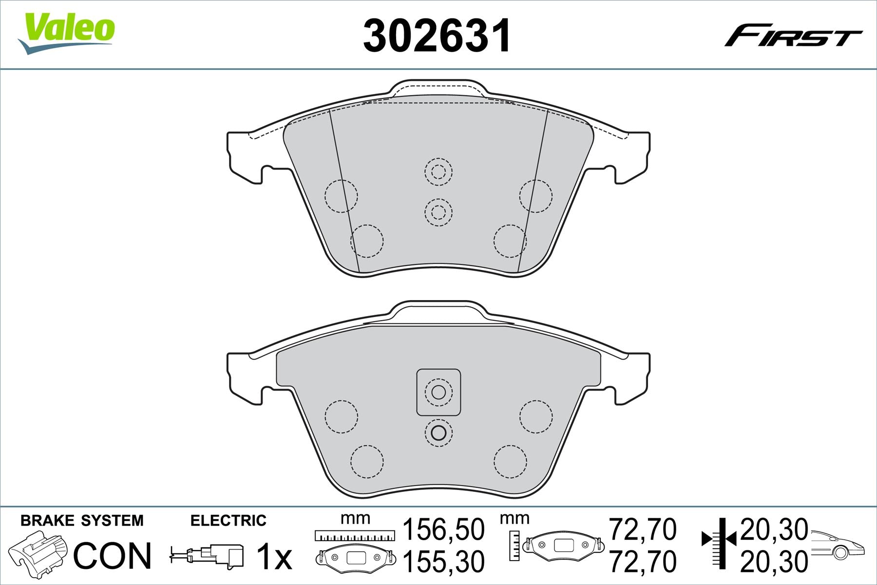 Valeo Front Brake Pad Set for Audi, Seat & more, OEM quality, OEM 8J0698151A, MPN 302631