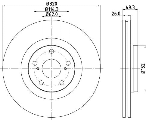 Toyota Avensis Saloon Brake Disc, Hella OEM, OEM 4351205090 - View 4