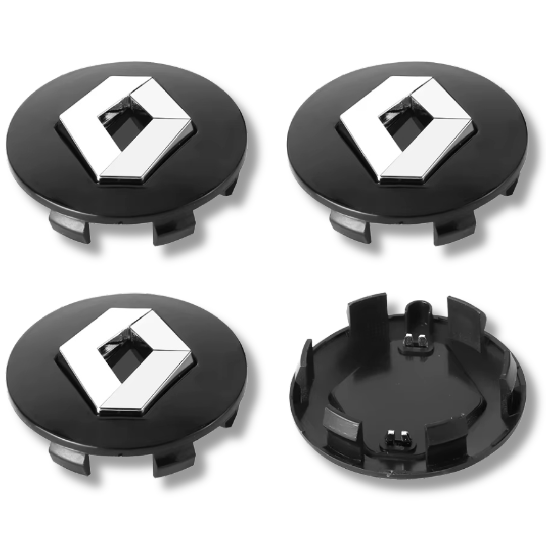 Renault 56mm Black plastic Centre Caps Set, set of 4, OEM 403156032R