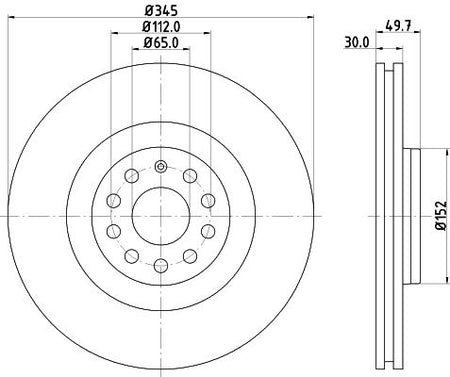 Volkswagen Golf VI Brake Disc, Hella OEM, OEM 1K0615301AB - View 3