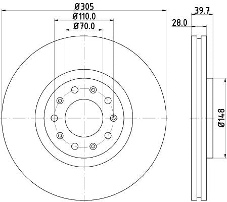 Alfa Romeo Giulietta Brake Disc, Hella OEM, OEM 51767381 - View 2