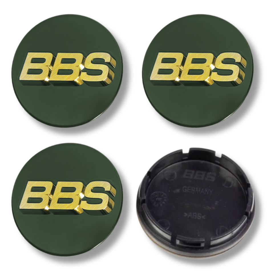 BBS 70mm Green Gold plastic Centre Caps Set, set of 4, OEM 56.24.073