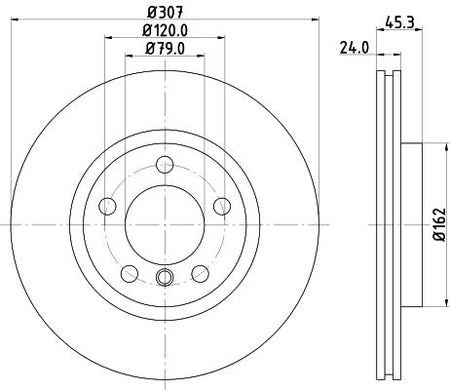 MINI Countryman Brake Disc, Hella OEM, OEM 34119804829 - View 2