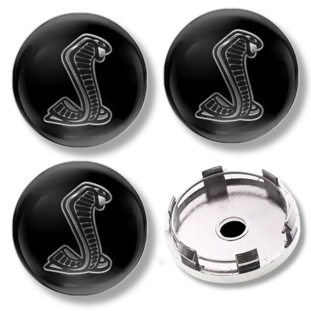 Ford 60mm Black plastic Centre Caps Set, set of 4, OEM 1368744