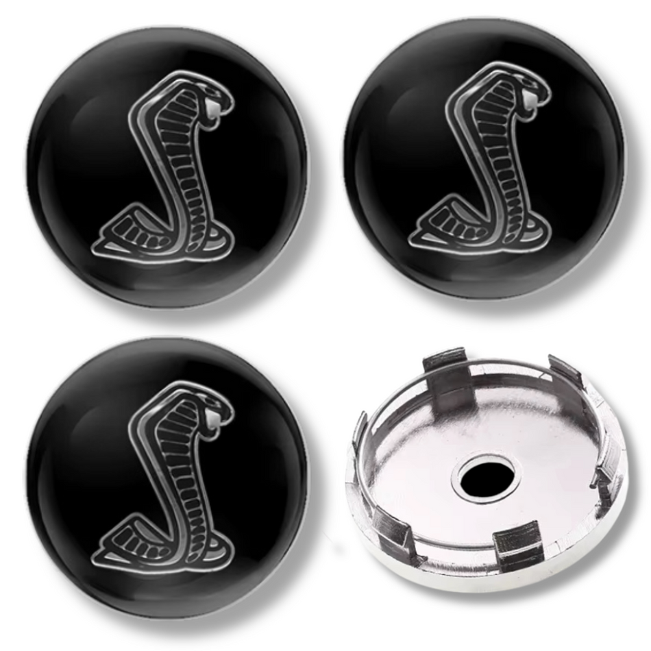 Ford 60mm Black plastic Centre Caps Set, set of 4, OEM 1368744