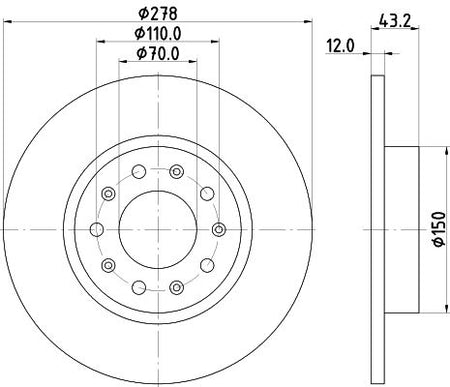 Hella Brake Disc for Alfa Romeo, FIAT & more, OEM quality, OEM 00K68249842AB - View 2