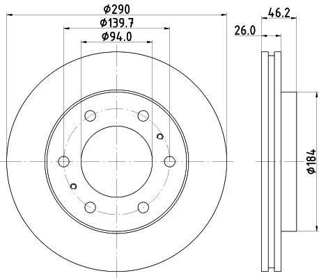 Mitsubishi Pajero III Brake Disc, Hella OEM, OEM MR407116 - View 2