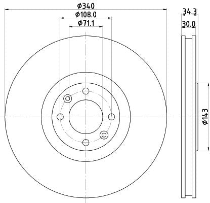 Hella Brake Disc for Citroen, Peugeot & more, OEM quality, OEM 1611841480 - View 2