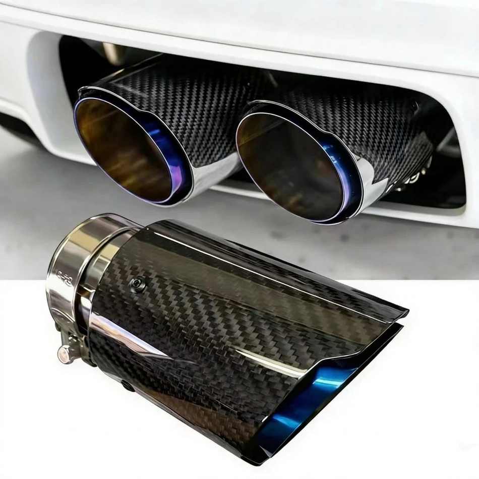 Carbon-fibre exhaust tip with logos removed