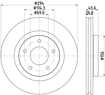 Peugeot 4008 2.0 Brake Disc, Hella OEM, OEM 05105514AA, MPN 8DD 355 115-911