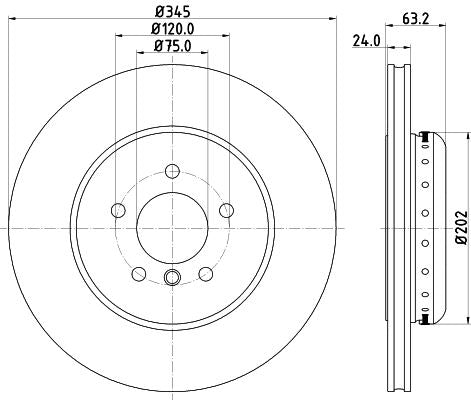 Hella Brake Disc for BMW, OEM quality, OEM 34216763827, MPN 8DD 355 123-231