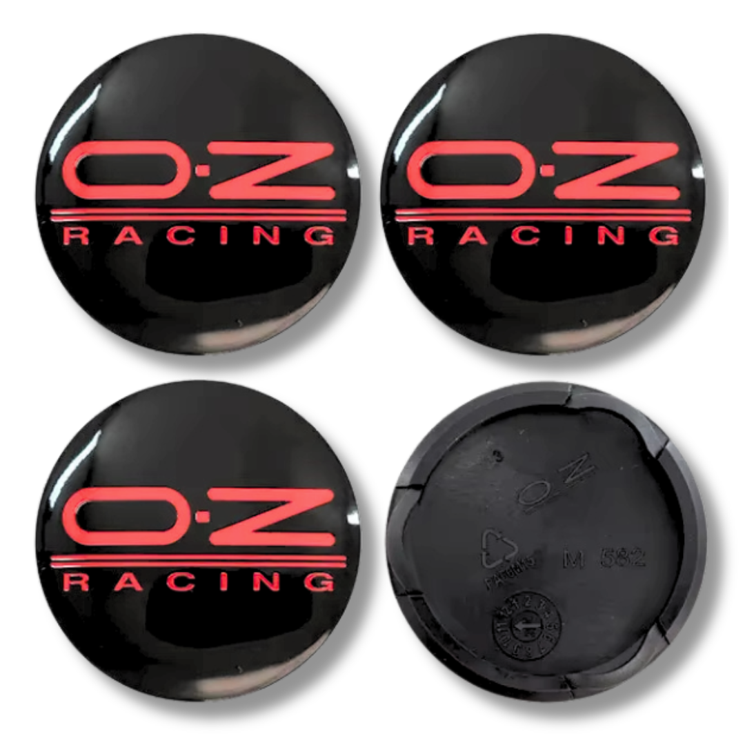 OZ Racing 55mm Black Red plastic Centre Caps Set, set of 4, OEM M595