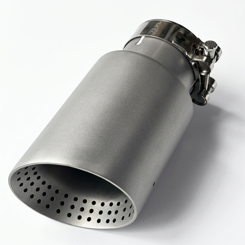 Clean matte stainless steel exhaust tip