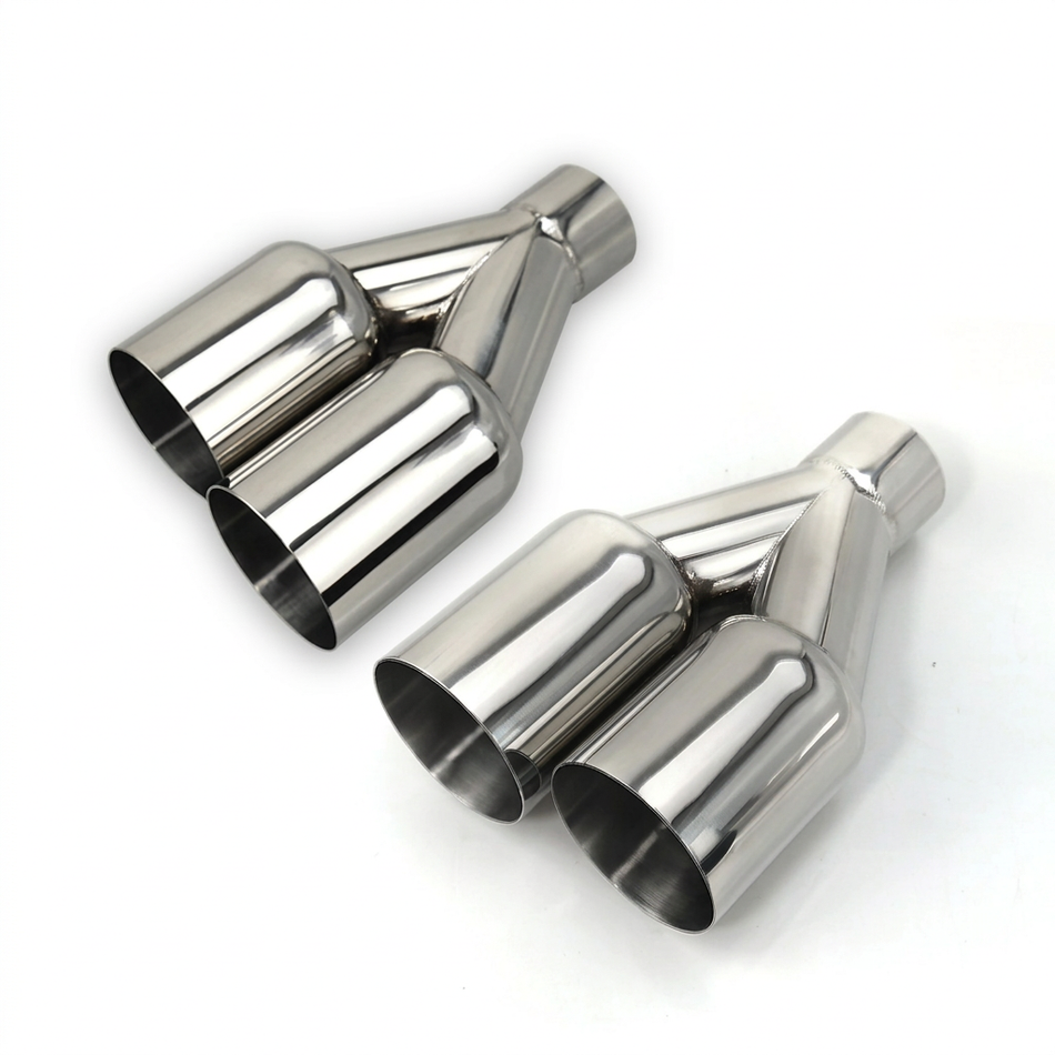 Clean polished twin exhaust assemblies