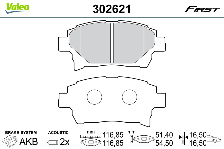 Valeo Front Brake Pad Set for Toyota, OEM quality, OEM 04465-74020, MPN 302621