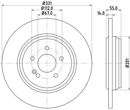 Mercedes-Benz M-Class Brake Disc, Hella OEM, OEM 1634230012 - View 3