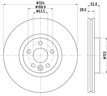 Volvo XC60 Brake Disc, Hella OEM, OEM 31423305, MPN 8DD 355 126-661