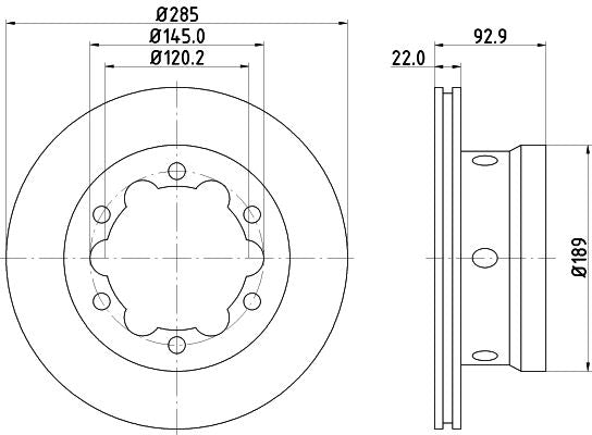 Mercedes-Benz Sprinter 4-T Platform/chassis Brake Disc, Hella OEM, OEM 2D0615601B - View 3
