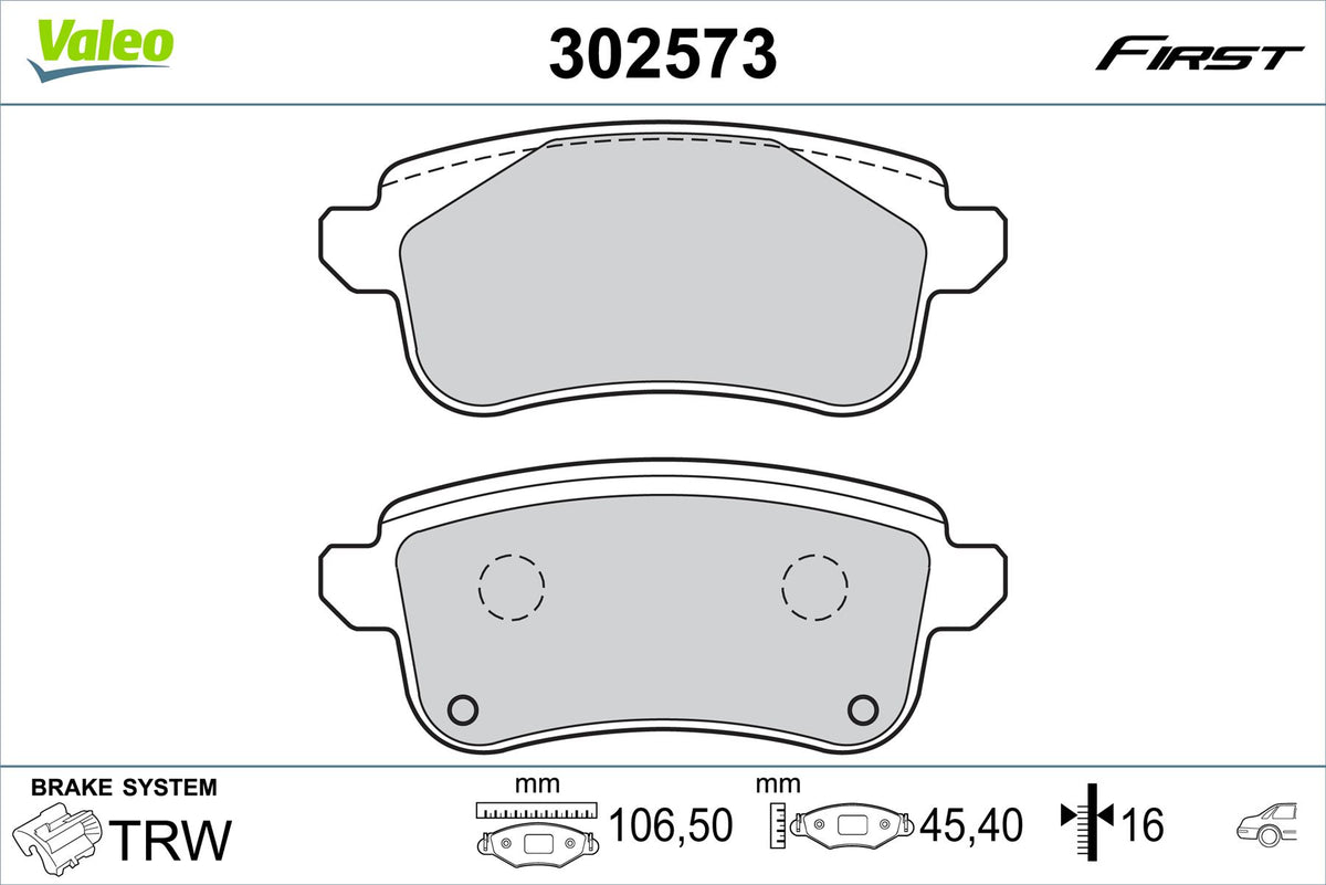 Valeo Rear Brake Pad Set for Renault, OEM quality, OEM 440608235R, MPN 302573