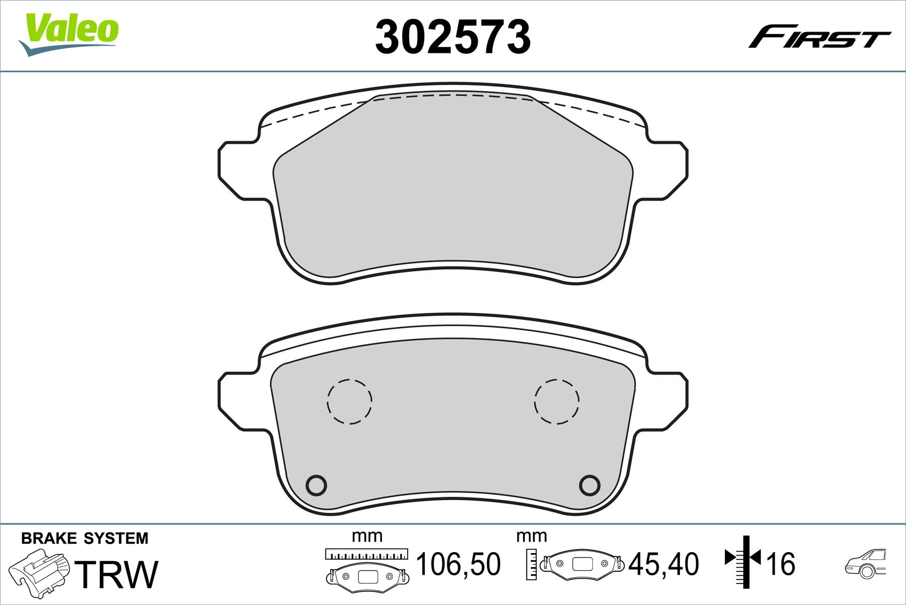 Valeo Rear Brake Pad Set for Renault, OEM quality, OEM 440608235R, MPN 302573