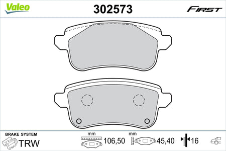 Valeo Rear Brake Pad Set for Renault, OEM quality, OEM 440608235R, MPN 302573