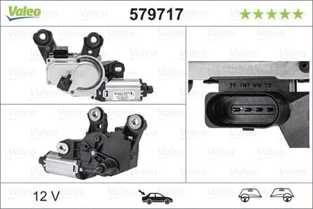 Valeo Rear Wiper Motor for Audi, OEM quality, OEM 4G9955711A, MPN 579717