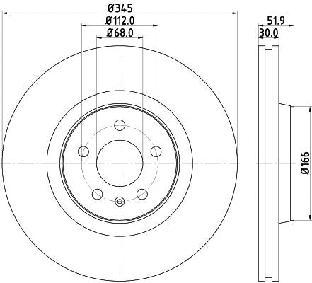 Hella Brake Disc for AUDI & Porsche, OEM quality, OEM 4G0615301, MPN 8DD 355 117-181