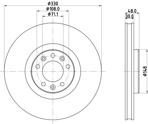 Hella Brake Disc for Peugeot, Citroen & more, OEM quality, OEM 1642761480 - View 2