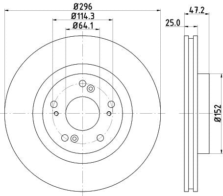 Honda Accord VIII Brake Disc, Hella OEM, OEM 45251TL1G00 - View 4