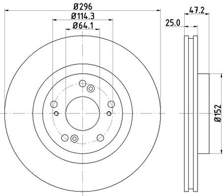 Honda Accord VIII Brake Disc, Hella OEM, OEM 45251TL1G00 - View 4
