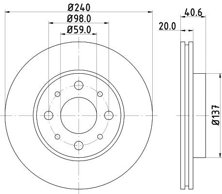 FIAT Panda Hatchback Van Brake Disc, Hella OEM, OEM 1541803 - View 3