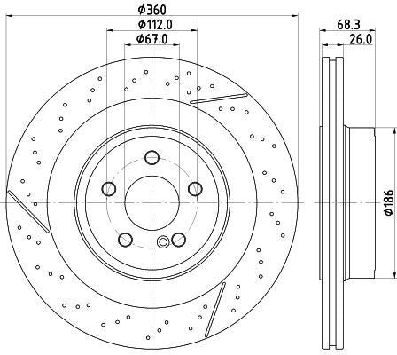 Hella Brake Disc for Mercedes-Benz, OEM quality, OEM 2124230412 - View 2
