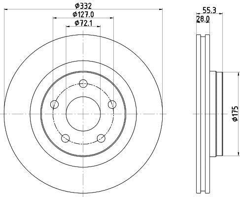 JEEP Wrangler III Brake Disc, Hella OEM, OEM 68040177AA - View 2