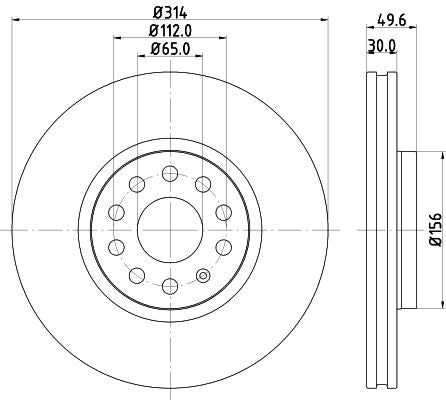 Hella Brake Disc for Volkswagen, SEAT & more, OEM quality, OEM 09B63511 - View 3