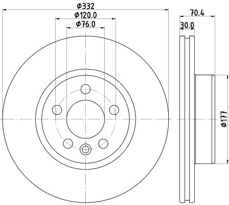 Volkswagen Multivan T7 Brake Disc, Hella OEM, OEM 2N0615301C, MPN 8DD 355 135-011